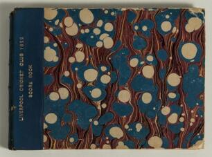 &lsquo;Liverpool Cricket Club 1822 Score Book&rsquo;. Original scorebook bound in apparently original marbled boards, blue leather spine with raised bands, gilt title to front. The scorebook comprises over 160 pages of scores for seasons 1822 and 1823, with records o