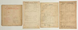 Kent C.C.C. scorecards 1890-1905. Four early original scorecards for Kent &lsquo;home&rsquo; County matches, all with printed and handwritten scores. Matches are v Nottinghamshire, Gravesend 5th- 7th June 1890, match drawn, press cutting match report laid down to ver