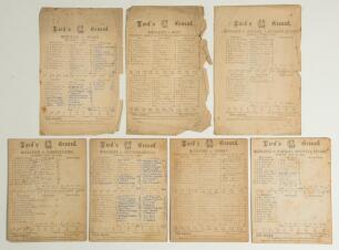Middlesex C.C.C. 1893-1895. Seven early original scorecards for County matches played at Lord&rsquo;s, all with printed and/ or handwritten scores. Three are single-sided printed on paper, each 5&rdquo;x7.5&rdquo;. Matches are v Middlesex 6th- 8th July 1893, v Kent 24th- 2