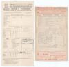 Herbert Sutcliffe and Percy Holmes &lsquo;Record Opening Stand&rsquo; 1932. Essex v. Yorkshire. Official double-sided scorecard with complete printed and handwritten scores in ink for the match played at Leyton, 15th- 17th June 1932. Batting first, Sutcliffe and Holm