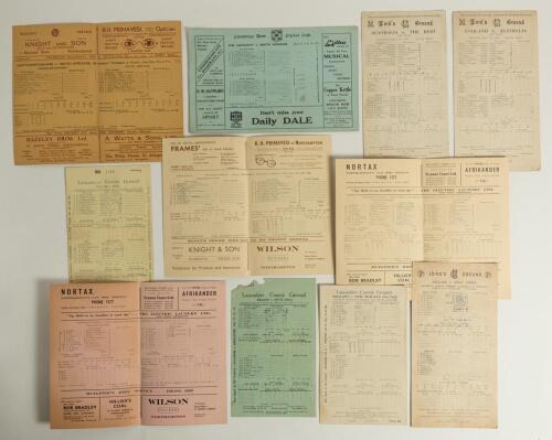 Test, County, university and Tour match scorecards 1934-1950. A selection of thirty official score cards for tour, Test, County matches etc. including Cambridge University v South Africans 1935. Australia v The Rest, Lord&rsquo;s 27th May 1944. England v Austra