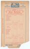 &lsquo;All-India vs. The Australians&rsquo; 1935/36. Rare original scorecard for the second unofficial &lsquo;Test&rsquo; match played at Eden Gardens, Calcutta, 31st December 1935- 3rd January 1936. The &lsquo;Opening Score Card&rsquo; with players listed at the start of play. Notable play