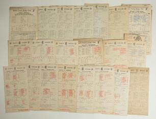 Lord&rsquo;s Test, tour and County matches 1947-1955. Twenty one official scorecards the majority for matches played at Lord&rsquo;s, two at The Oval, with printed and neatly handwritten scores in ink. Lord&rsquo;s Test matches are England v Australia 1948 & 1953, v West I