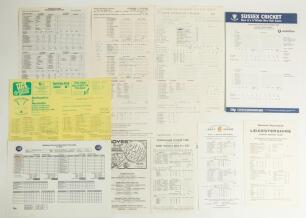 Test and tour match scorecards 1968-2019. A large selection of one hundred and seventy official scorecards for matches played in England, the majority Test matches with heavy duplication. Includes a number of tour matches including Australians v Leicester