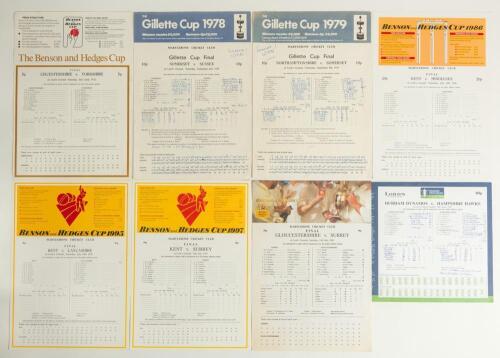 Lord&rsquo;s Finals 1972-2007. A selection of thirty official programmes for Lord&rsquo;s finals (one exception), some with complete printed scores, others handwritten. Scorecards are Benson & Hedges Cup 1972, 1986, 1995, 1997, 2001, Gillette Cup 1978, 1979, NatWest 