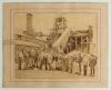 England tour to Australia 1881/82. Lillywhite, Shaw and Shrewsbury&rsquo;s tour. Early large original sepia photograph of members of the touring party visiting a gold mine near Melbourne in 1881. Alfred Shaw is depicted standing fourth from the left in the fron