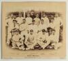 &lsquo;South Africans&rsquo; 1894. Large original sepia photograph of the South African team who played Lord Sheffield&rsquo;s Eleven at Sheffield Park, East Sussex for the opening match of the tour on the 22nd & 23rd May 1894, the players seated and standing in rows weari