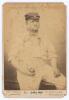 Charles Absolon 1817-1908. Rare and early original sepia cabinet card photograph of Absolon seated three quarter length wearing cricket attire and cap, ball in hand. The photograph is signed in ink to the top edge &lsquo;Yours Truly, C. Absolon&rsquo;, and dated in i