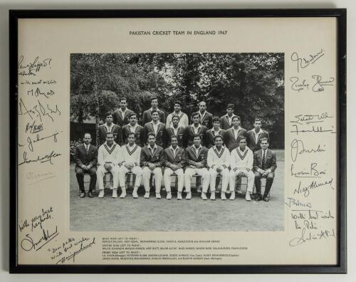 England v Pakistan 1967 and the &lsquo;The Horlicks Awards&rsquo; sponsorship of the Test series. Official mono photograph of the Pakistan touring party seated and standing in rows wearing tour blazers. The photograph measures 12&rdquo;x10&rdquo;, laid to photographer&rsquo;s mount wi