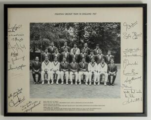 England v Pakistan 1967 and the &lsquo;The Horlicks Awards&rsquo; sponsorship of the Test series. Official mono photograph of the Pakistan touring party seated and standing in rows wearing tour blazers. The photograph measures 12&rdquo;x10&rdquo;, laid to photographer&rsquo;s mount wi