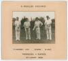 Middlesex C.C.C. &lsquo;A World&rsquo;s Record. Middlesex v Sussex at Lord&rsquo;s 1920&rsquo;. Original mono photograph of Warner, Lee, Hearne and Haig, standing in a row in cricket attire holding their bats, for the match played 22nd- 24th May 1920. Printed titles and players&rsquo;