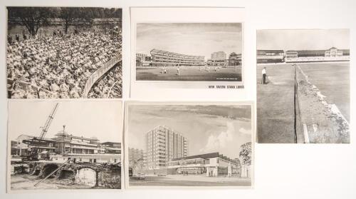 Lord&rsquo;s early 1960s. Five original mono press photographs of Lord&rsquo;s. Subjects are large crowds in the stand watching Middlesex v Sussex, June 1963 (Sussex won by one run), demolition of the old Tavern and two artist&rsquo;s impressions of the new Tavern Stand 19