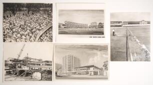 Lord&rsquo;s early 1960s. Five original mono press photographs of Lord&rsquo;s. Subjects are large crowds in the stand watching Middlesex v Sussex, June 1963 (Sussex won by one run), demolition of the old Tavern and two artist&rsquo;s impressions of the new Tavern Stand 19