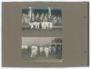 Scarborough 1921 & 1922, Middlesex v Essex 1910. Three original mono photographs laid to an album page. To one side is a photograph of the M.C.C. touring team to South Africa 1922 seated and standing in rows in front of the pavilion. Players are Mann (Cap