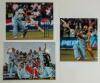 International cricket 1988-2007. A mixed bag of sixteen mono and colour press photographs including some good images, some signed. Subjects include Curtley Ambrose celebrating taking a wicket for West Indies against England at Old Trafford 1988, signed by - 3