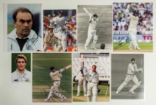 Surrey 1960s onwards. Twenty four original mono and colour press photographs including the odd magazine cutting of Surrey players in match action, player portraits etc. of which eight are signed. Signatures are John Edrich, Alan Butcher, Graham Thorpe, Ad