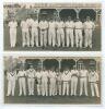 Arthur Brian Sellers. Yorkshire 1932-1948. Original mono photograph of Sellers standing full length wearing cricket attire and Yorkshire blazer with his fianc&eacute;, Miss Bessie Walker, seated beside. The couple are situated in front of the President&rsquo;s tent at - 2