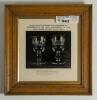 M.C.C. 150th Anniversary 1937. Original mono photograph of &lsquo;The glass goblet designed and engraved to commemorate the 150th anniversary of the Marylebone Cricket Club, 1937&rsquo;. The photograph measures approx. 6.5&rdquo;x5.5&rdquo;, mounted, framed and glazed, overall 1