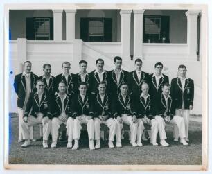 England team photographs 1953/54 and 1967. Two official press photographs, including one of the M.C.C. touring party from the 1953/54 tour to West Indies, the players seated and standing in rows wearing tour blazers. Players include Hutton (Captain), Bail