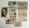 West Indies 1950s/1960s. A selection of nine original mono/ sepia press and candid photographs. Images depict the 1950s team lined up at Scarborough. Players being presented to Princess Margaret at the Kensington Oval, Barbados for the match Barbados v Br