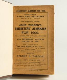 Wisden Cricketers&rsquo; Almanack 1900. 37th edition. Bound in dark brown boards, with original wrappers, title and date in gilt to spine. Some age toning to wrappers otherwise in good condition