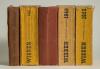 Wisden Cricketers&rsquo; Almanack 1946, 1947, 1948, 1949 and 1950. The 1946 and 1948 are original hardback editions, the other three edition are original limp cloth covered editions. All with some faults, from faded gilt titles, broken internal hinges, bowing t
