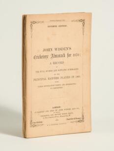 Wisden Cricketers&rsquo; Almanack 1870. 7th edition. Original paper wrappers. Light soiling to wrappers otherwise in very good condition for its age and scarcity. Pages checked, complete