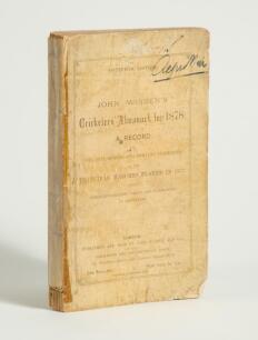 Wisden Cricketers&rsquo; Almanack 1878. 15th edition. Original paper wrappers. Wear, fading and slight loss to wrappers and spine paper, tape to spine and vertical edge of the wrappers, handwritten signature of ownership to the top corner of the front wrapper, 