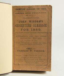 Wisden Cricketers&rsquo; Almanack 1889. 26th edition. Bound in dark brown boards, with original paper wrappers, gilt titles to front board and spine. Some wear and age toning to wrappers, odd further minor faults otherwise in good condition.