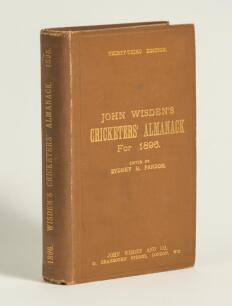 Wisden Cricketers&rsquo; Almanack 1896. 33rd edition. Original hardback. Minor wear to board extremities, very minor mark to front and rear board, odd foxing spot internally, slight dulling to gilt titles on the spine paper otherwise in good to very good condit