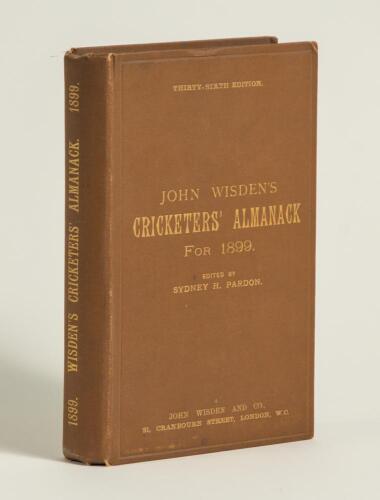 Wisden Cricketers&rsquo; Almanack 1899. 36th edition. Original hardback. Odd very minor faults otherwise in very good condition. A very rare early hardback edition