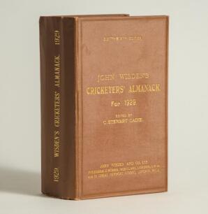 Wisden Cricketers&rsquo; Almanack 1929. 66th edition. Original hardback. Some very minor folds to spine paper otherwise in very good condition