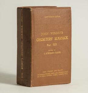 Wisden Cricketers&rsquo; Almanack 1931. 68th edition. Original hardback. Some minor wear and odd minor mark to boards, some light wear and minor vertical crease to spine paper, some breaking to internal hinges otherwise in good+ condition