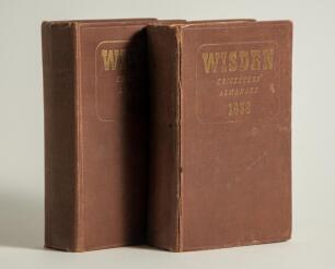 Wisden Cricketers&rsquo; Almanack 1939 and 1940. 76th & 77th editions. Original hardback editions. Dulling to the gilt titles on the front board and spine paper of both editions. The 1939 edition with some breaking to the front internal hinges, slightly cocked 