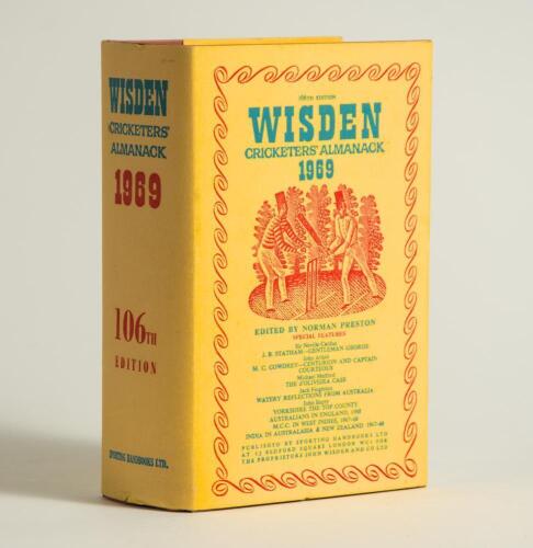 Wisden Cricketers&rsquo; Almanack 1969. Original hardback with dustwrapper. Very good/excellent condition