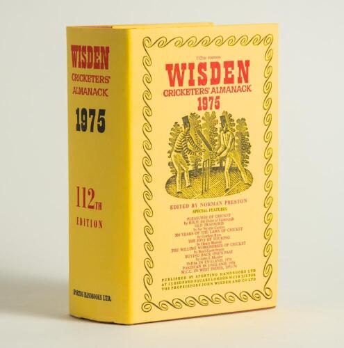 Wisden Cricketers&rsquo; Almanack 1975. Original hardback with dustwrapper. Very good/excellent condition