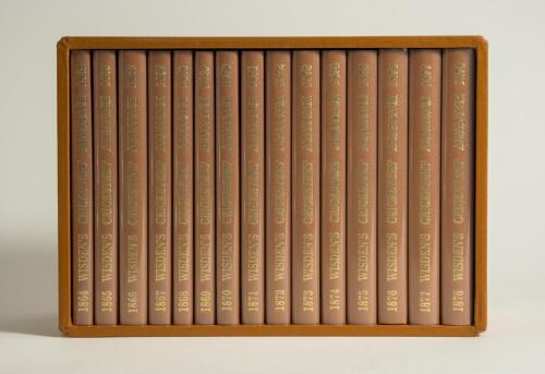 Wisden Cricketers&rsquo; Almanack 1864-1878. Willows &lsquo;150th Anniversary Reprint&rsquo;. Fifteen facsimile editions published 2012. Limited edition 81/150. Brown hard board covers with gilt lettering to covers and spine. In original Willows brown presentation box with