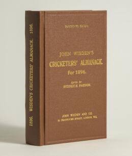 Wisden Cricketers&rsquo; Almanack 1896. Willows hardback &lsquo;second&rsquo; reprint (2011) in dark brown boards with gilt lettering. Limited edition 52/250. Very good condition
