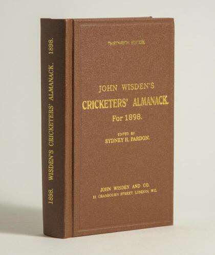 Wisden Cricketers&rsquo; Almanack 1898. Willows hardback &lsquo;second&rsquo; reprint (2011) in dark brown boards with gilt lettering. Limited edition 58/250. Very good condition