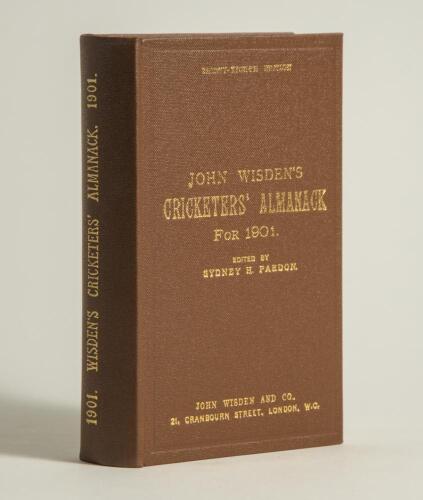 Wisden Cricketers&rsquo; Almanack 1901. Willows hardback reprint (1996) in dark brown boards with gilt lettering. Limited edition 471/500. Very good condition