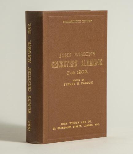 Wisden Cricketers&rsquo; Almanack 1902. Willows hardback reprint (1997) in dark brown boards with gilt lettering. Limited edition 433/500. Very good condition