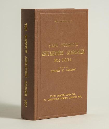 Wisden Cricketers&rsquo; Almanack 1904. Willows hardback reprint (1998) in dark brown boards with gilt lettering. Limited edition 394/500. Very good condition