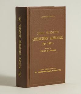 Wisden Cricketers&rsquo; Almanack 1911. Willows hardback reprint (2001) in dark brown boards with gilt lettering. Limited edition 423/500. Very good condition
