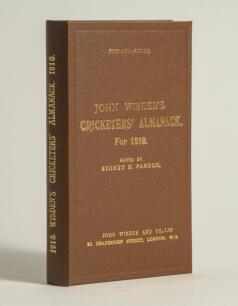 Wisden Cricketers&rsquo; Almanack 1918. Willows hardback reprint (1997) in dark brown boards with gilt lettering. Limited edition 449/500. Very good condition