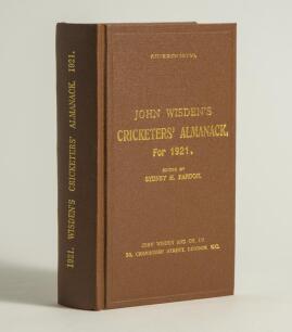 Wisden Cricketers&rsquo; Almanack 1921. Willows hardback reprint (2005) in dark brown boards with gilt lettering. Un-numbered limited edition. Very good condition
