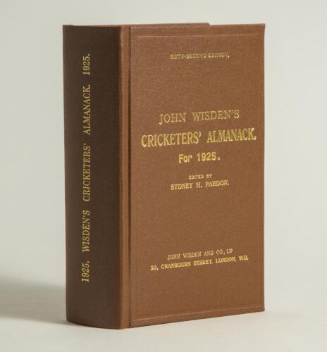Wisden Cricketers&rsquo; Almanack 1925. Willows hardback reprint (2007) in dark brown boards with gilt lettering. Limited edition 413/500. Very good condition