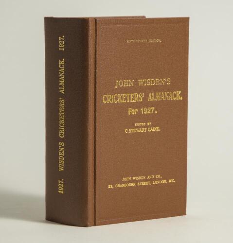 Wisden Cricketers&rsquo; Almanack 1927. Willows hardback reprint (2007) in dark brown boards with gilt lettering. Limited edition 353/500. Very good condition