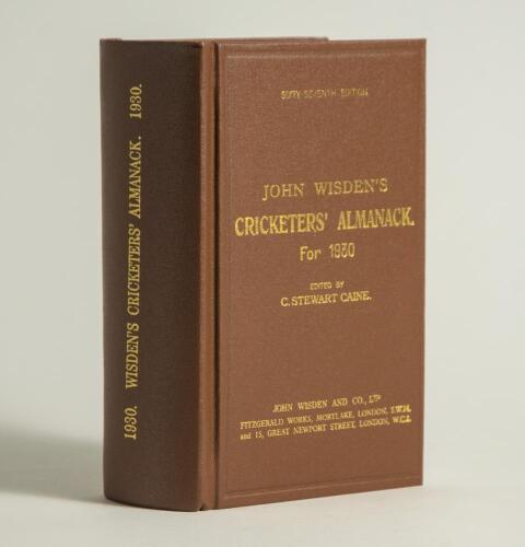 Wisden Cricketers&rsquo; Almanack 1930. Willows hardback reprint (2008) in dark brown boards with gilt lettering. Limited edition 322/500. Very good condition