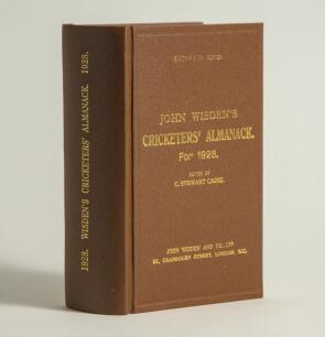 Wisden Cricketers&rsquo; Almanack 1928. Willows hardback reprint (2008) in dark brown boards with gilt lettering. Limited edition 208/500. Very good condition