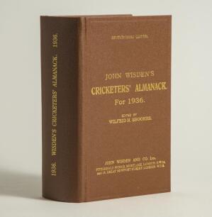 Wisden Cricketers&rsquo; Almanack 1936. Willows hardback reprint (2011) in dark brown boards with gilt lettering. Limited edition 244/500. Very good condition